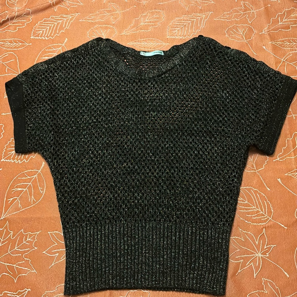 Maurice’s Black w/goldAccent Bat Sleeve Knit see thru Sweater